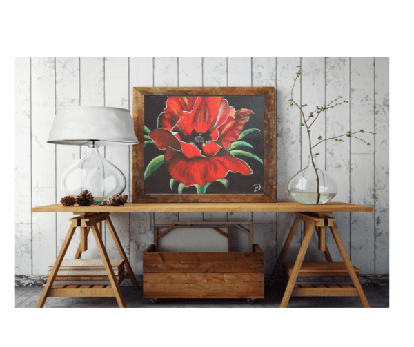 Red Poppy Painting - Image 2