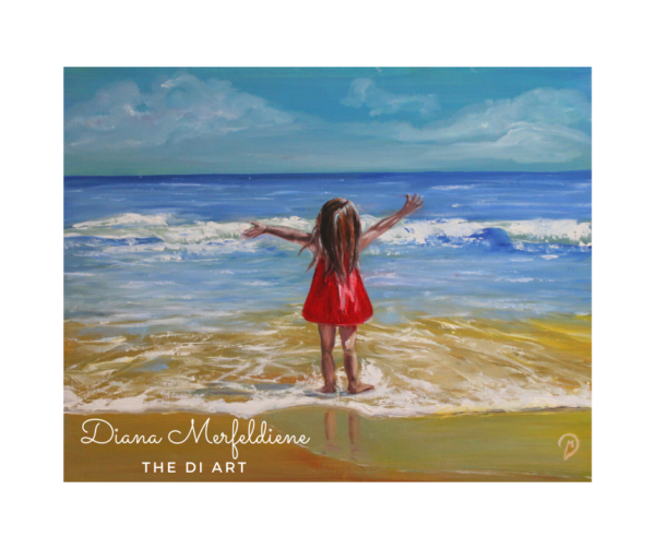 "SUNSHINE" - little girl on the beach painting